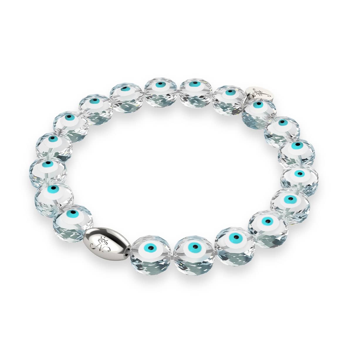 Weiß | 925 Sterling Silber | Kristall Böser Blick Armband